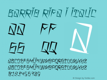 Barrio Rifa I Italic Version 1.00 September 27, 2012, initial release Font Sample
