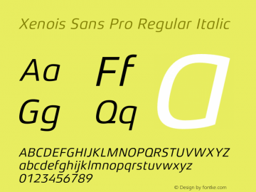 Xenois Sans Pro Regular Italic Version 1.00图片样张