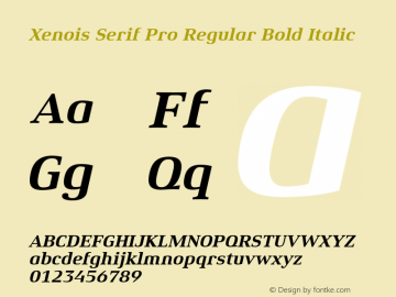 Xenois Serif Pro Regular Bold Italic Version 1.00图片样张