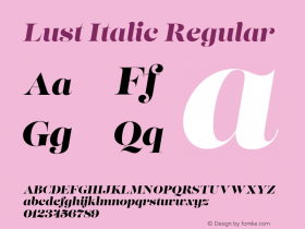 Lust Italic Regular Version 001.000图片样张