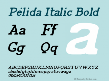 Pélida Italic Bold Version 1.00 September 26, 2012, initial release Font Sample