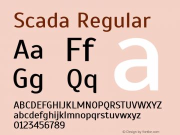 Scada Regular Version 3.005 Font Sample