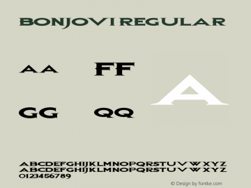 BonJovi Regular Macromedia Fontographer 4.1 6/19/96 Font Sample