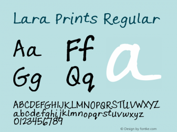 Lara Prints Regular Version 1.00 October 9, 2012, initial release Font Sample