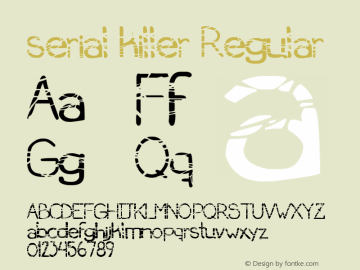 serial killer Regular Version 1.00 November 14, 2007, initial release Font Sample