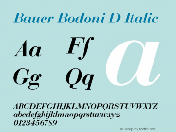 Bauer Bodoni D Italic Version 001.005 Font Sample