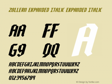 Zollern Expanded Italic Expanded Italic Version 1.0; 2012 Font Sample