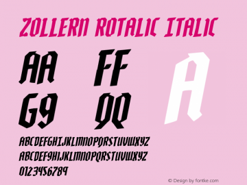 Zollern Rotalic Italic Version 1.0; 2012图片样张