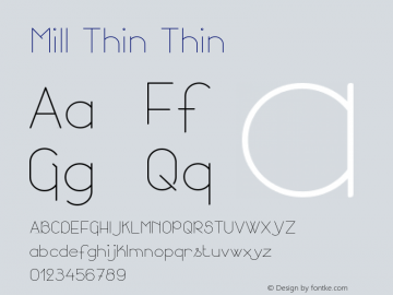 Mill Thin Thin Version 001.000 Font Sample