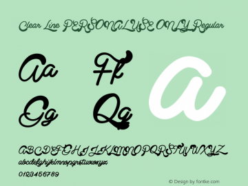 Clear Line PERSONAL USE ONLY Regular Version 1.000 Font Sample