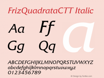 FrizQuadrataCTT Italic TrueType Maker version 3.00.00图片样张