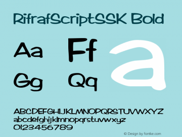 RifrafScriptSSK Bold Macromedia Fontographer 4.1 8/13/95 Font Sample