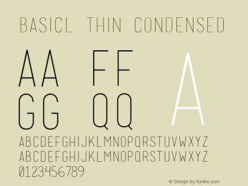 basicl Thin Condensed Version 1.000 Font Sample