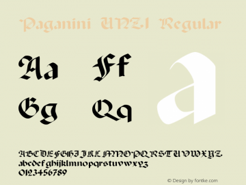 Paganini UNZ1 Regular Altsys Fontographer 3.5  3/17/92; ttfautohint (v0.9) -G 0图片样张