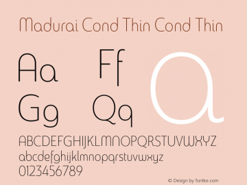 Madurai Cond Thin Cond Thin Version 1.000 Font Sample