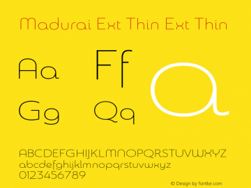 Madurai Ext Thin Ext Thin Version 1.000 Font Sample