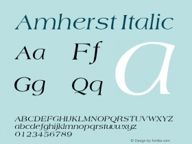 Amherst Italic Macromedia Fontographer 4.1 12/27/97 Font Sample