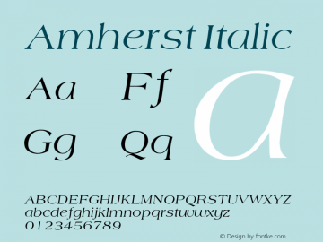 Amherst Italic Macromedia Fontographer 4.1 12/27/97图片样张