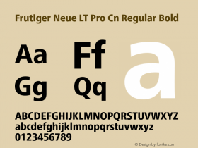 Frutiger Neue LT Pro Cn Regular Bold Version 2.00 Font Sample