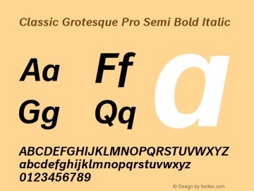 Classic Grotesque Pro Semi Bold Italic Version 1.100 Font Sample