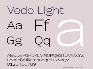 Vedo Light Version 1.000 Font Sample