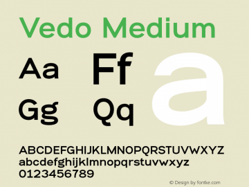 Vedo Medium Version 1.000 Font Sample