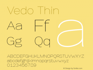 Vedo Thin Version 001.001 Font Sample