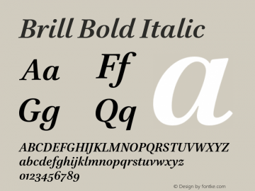 Brill Bold Italic Version 2.02 Build 047 Font Sample