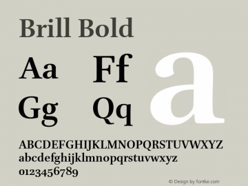 Brill Bold Version 2.02 Build 047 Font Sample