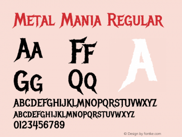 Metal Mania Regular Version 1.002 Font Sample