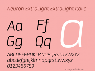 Neuron ExtraLight ExtraLight Italic Version 001.001图片样张