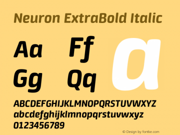 Neuron ExtraBold Italic Version 001.001 Font Sample