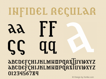 Infidel Regular Macromedia Fontographer 4.1 Font Sample