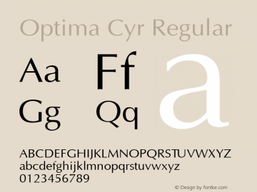 Optima Cyr Regular 1.000 Font Sample