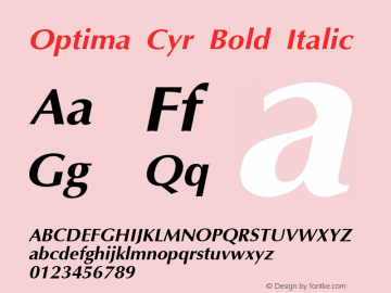 Optima Cyr Bold Italic 001.000 Font Sample