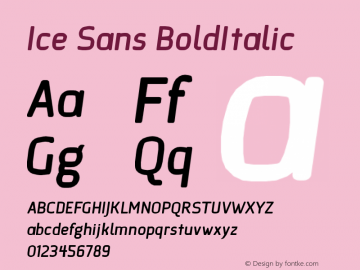 Ice Sans BoldItalic Version 1.0 Font Sample