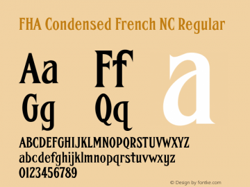 FHA Condensed French NC Regular Version 1.003 Font Sample