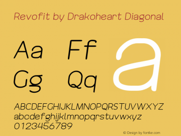 Revofit by Drakoheart Diagonal Version 1.0 December 11, 2012, initial release Font Sample