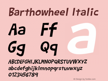 Barthowheel Italic v1.0 - 12/14/2012 Font Sample