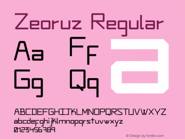 Zeoruz Regular Version 1.00 Font Sample