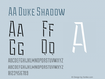 AA Duke Shadow Version 1.002 Font Sample