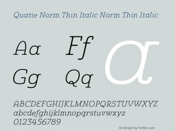 Quatie Norm Thin Italic Norm Thin Italic Version 1.000 Font Sample