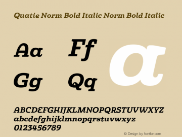 Quatie Norm Bold Italic Norm Bold Italic Version 1.000图片样张