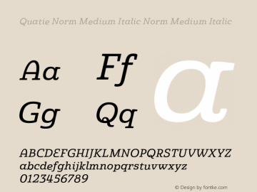 Quatie Norm Medium Italic Norm Medium Italic Version 1.000 Font Sample