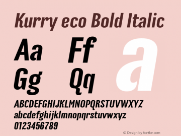 Kurry eco Bold Italic 1.000 Font Sample
