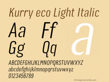 Kurry eco Light Italic 1.000图片样张