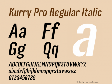 Kurry Pro Regular Italic Version 1.000图片样张