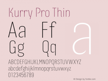 Kurry Pro Thin Version 1.000 Font Sample