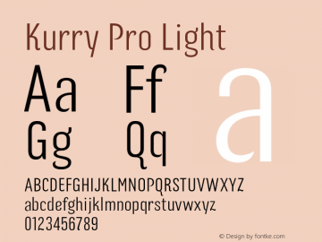 Kurry Pro Light Version 1.000 Font Sample