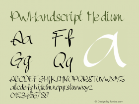 PWHandscript Medium Version 001.000 Font Sample